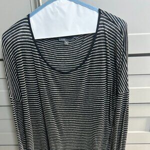 Vince Black and White Striped Long Sleeve Tee